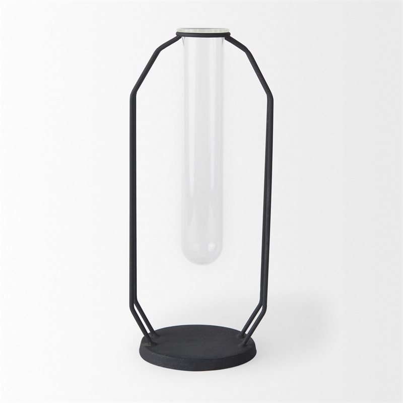 Mercana Aria 4.5L X 3.9W X 11.0H Metal And Glass Holder Object in Black