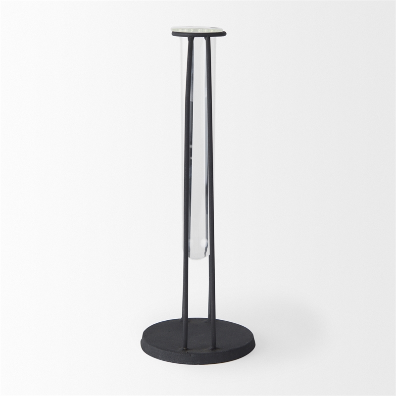 Mercana Aria 4.5L X 3.9W X 11.0H Metal And Glass Holder Object in Black