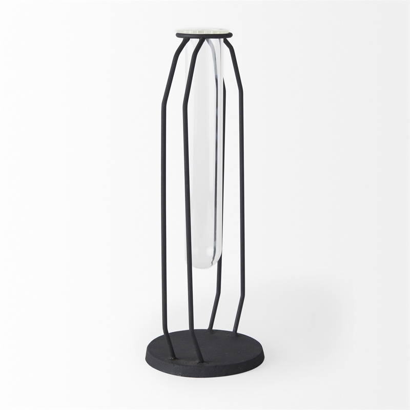 Mercana Aria 4.5L X 3.9W X 11.0H Metal And Glass Holder Object in Black