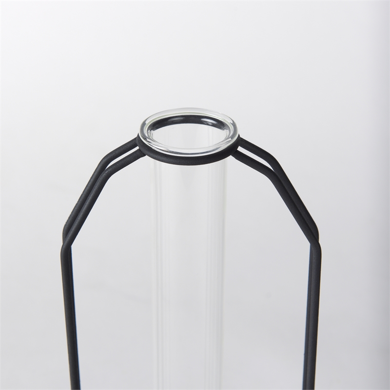 Mercana Aria 4.5L X 3.9W X 11.0H Metal And Glass Holder Object in Black