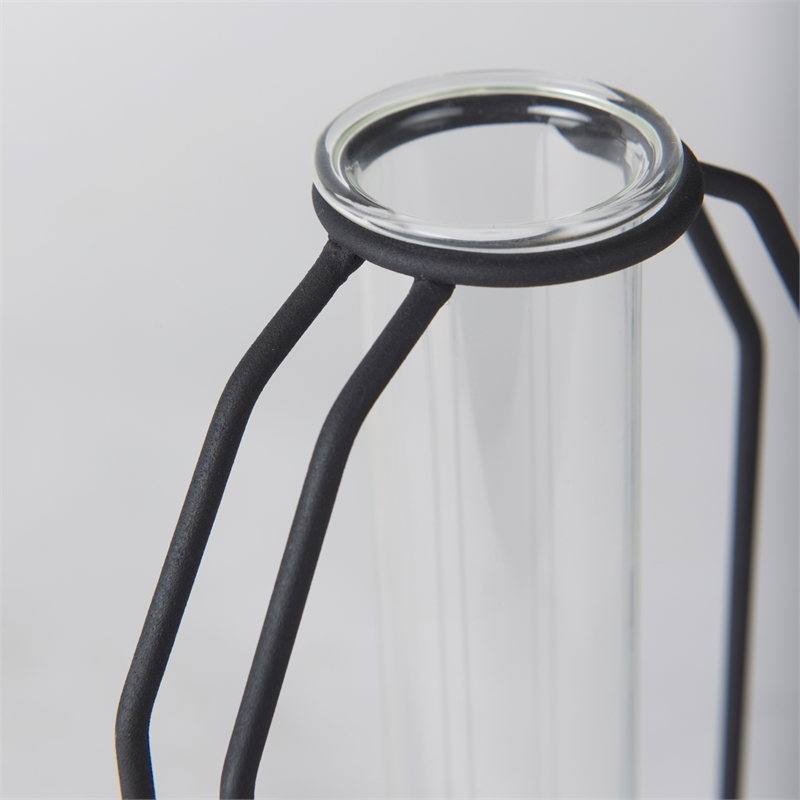 Mercana Aria 4.5L X 3.9W X 11.0H Metal And Glass Holder Object in Black