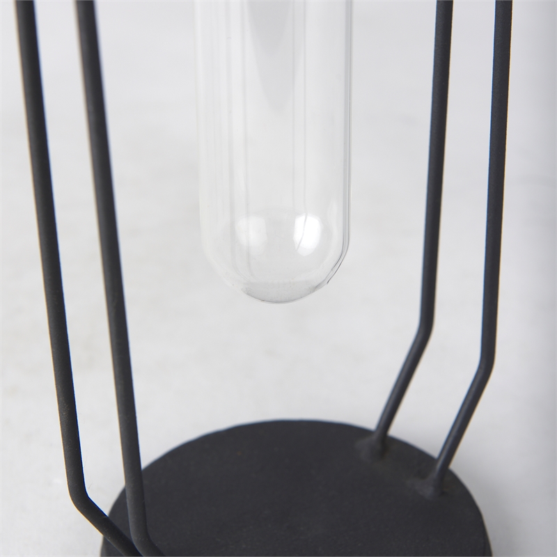 Mercana Aria 4.5L X 3.9W X 11.0H Metal And Glass Holder Object in Black