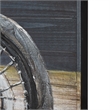 Mercana Vintage Cylinder 60X36 Hand Painted On Wood Oil Painting in Blue