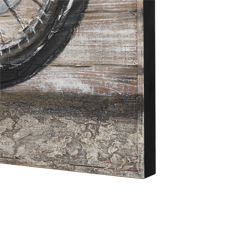Mercana Vintage Cylinder 60X36 Hand Painted On Wood Oil Painting in Blue