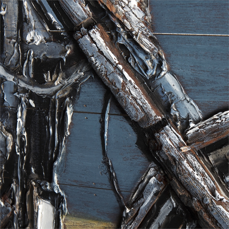 Mercana Vintage Cylinder 60X36 Hand Painted On Wood Oil Painting in Blue