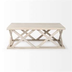 Mercana Forsey Blonde Wood Rectangular Coffee Table in Off White