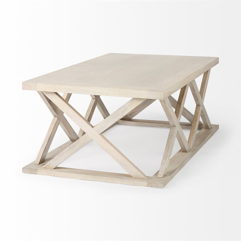 Mercana Forsey Blonde Wood Rectangular Coffee Table in Off White