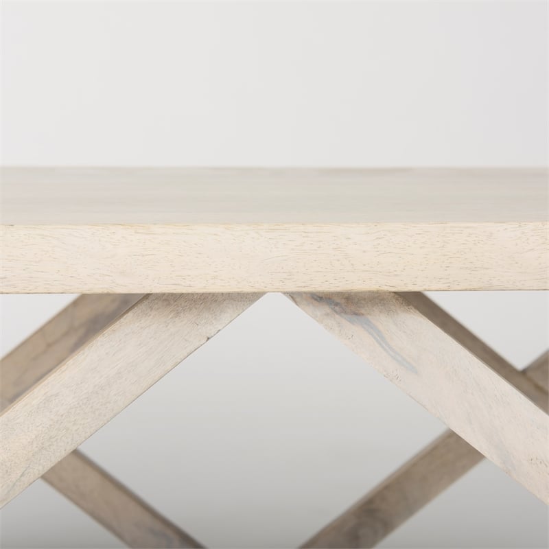 Mercana Forsey Blonde Wood Rectangular Coffee Table in Off White