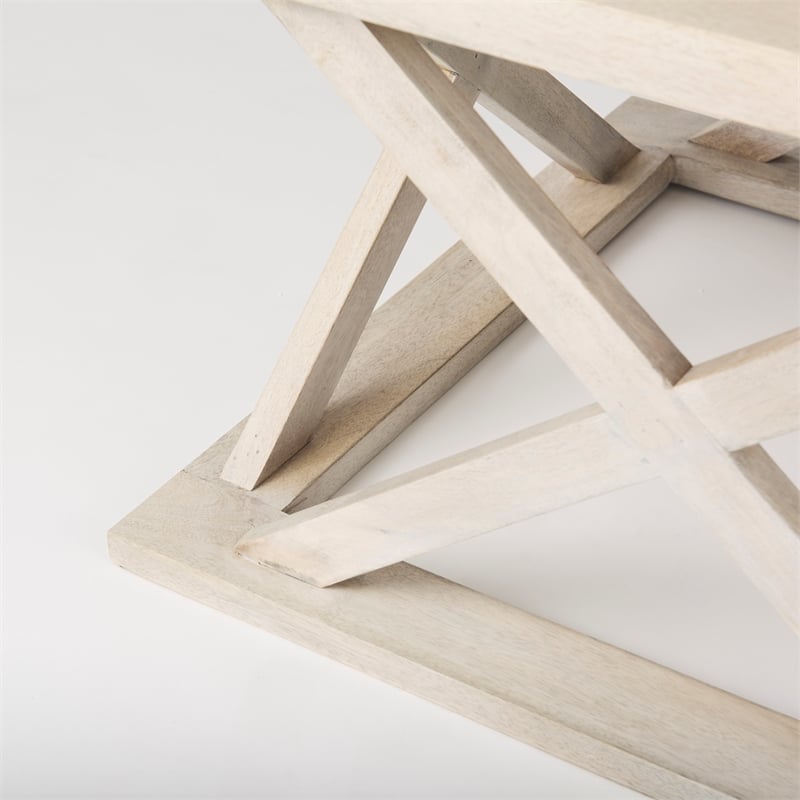 Mercana Forsey Blonde Wood Rectangular Coffee Table in Off White