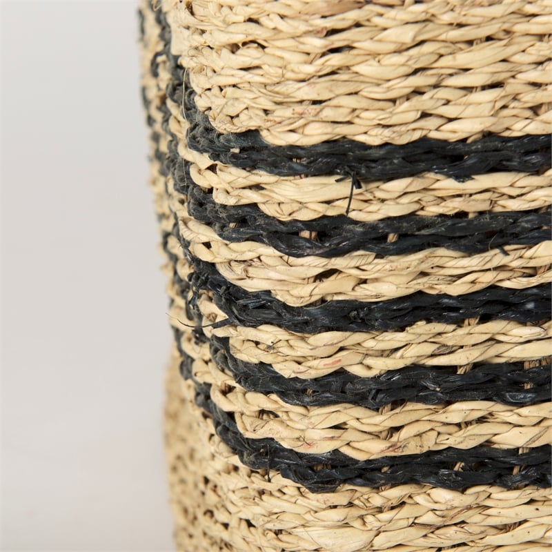 Mercana Cullen Gray Twisted Seagrass Square Basket (Set Of 3)