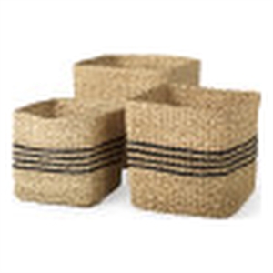 mercana cullen gray twisted seagrass square basket (set of 3)