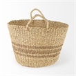 Mercana Vance Light Brown Palm Leaf And Seagrass Round Basket W/ Handles