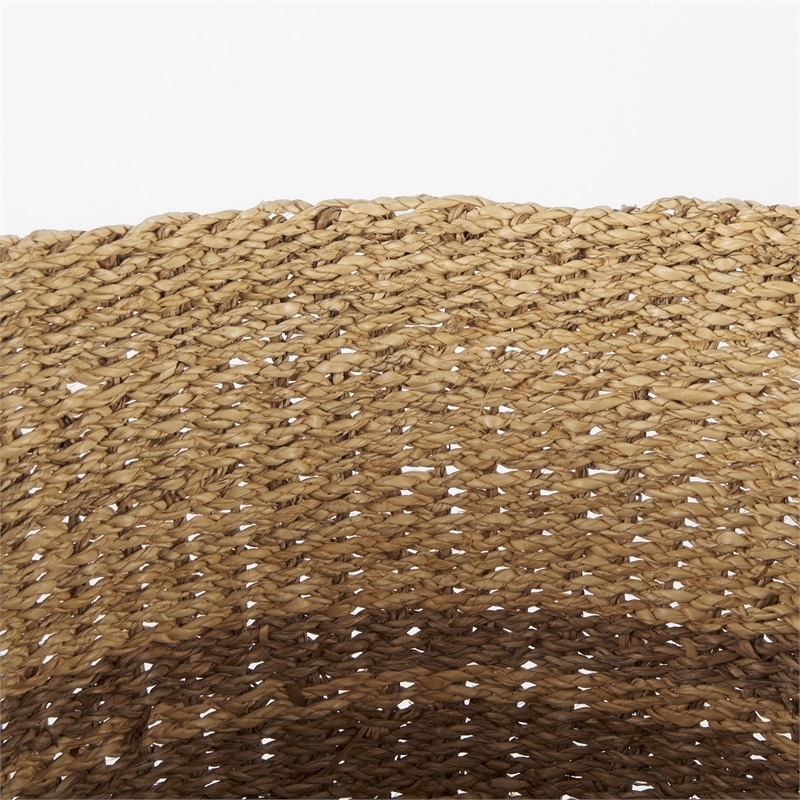 Mercana Vance Light Brown Palm Leaf And Seagrass Round Basket W/ Handles
