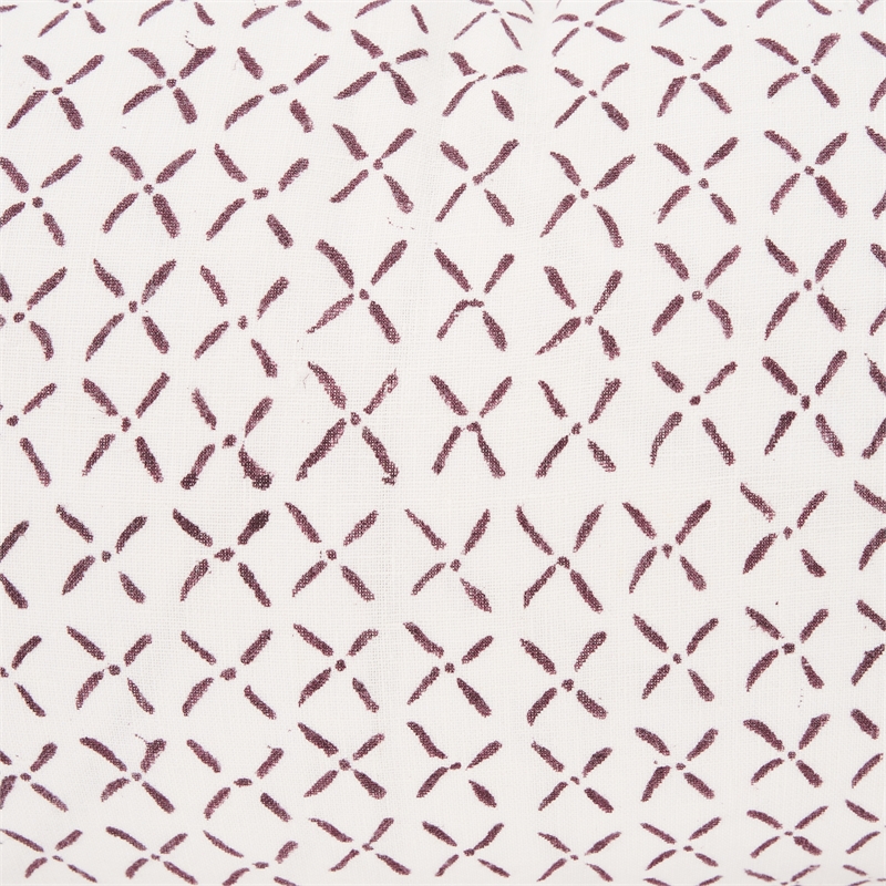 Mercana Jayden Cream W/ Merlot Print Linen Lumbar Decorative Pillow Cover