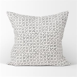 Mercana Jayden Cream W/ Black Print Linen Square Decorative Pillow Cover