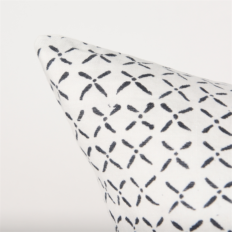 Mercana Jayden Cream W/ Black Print Linen Square Decorative Pillow Cover