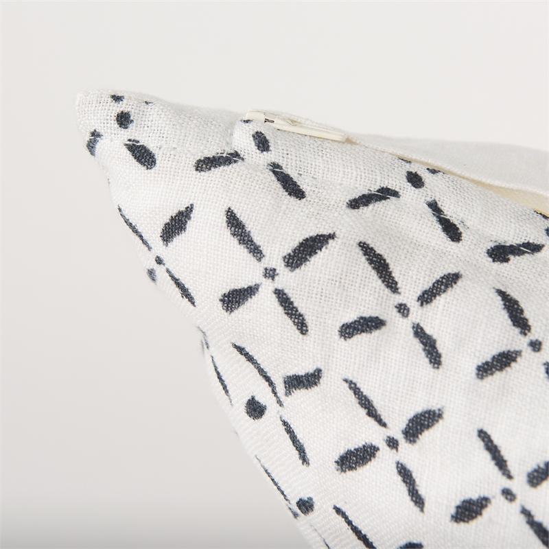 Mercana Jayden Cream W/ Black Print Linen Square Decorative Pillow Cover