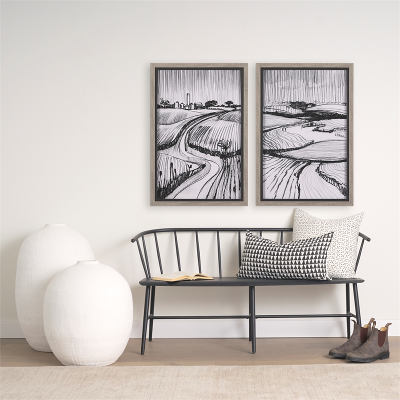 Mercana Jayden Cream W/ Black Print Linen Square Decorative Pillow Cover