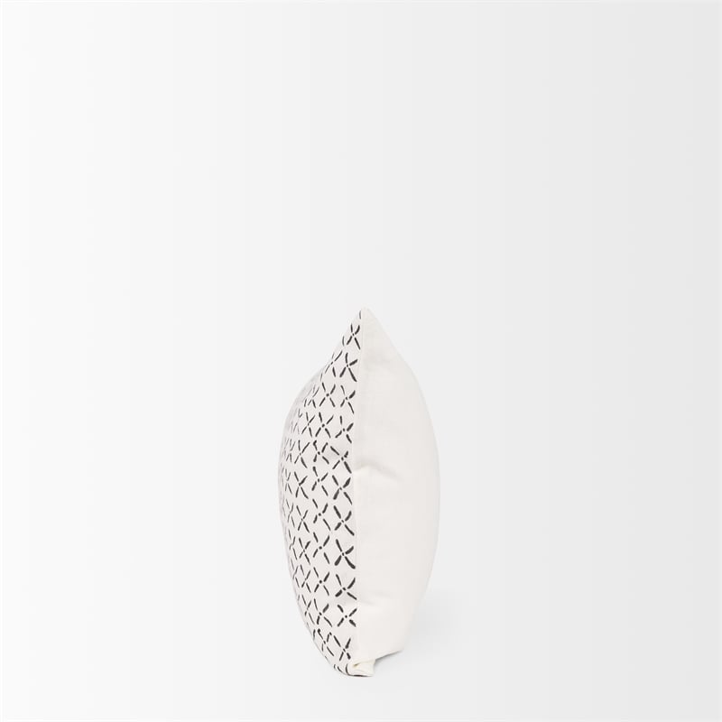 Mercana Jayden Cream W/ Black Print Linen Lumbar Decorative Pillow Cover