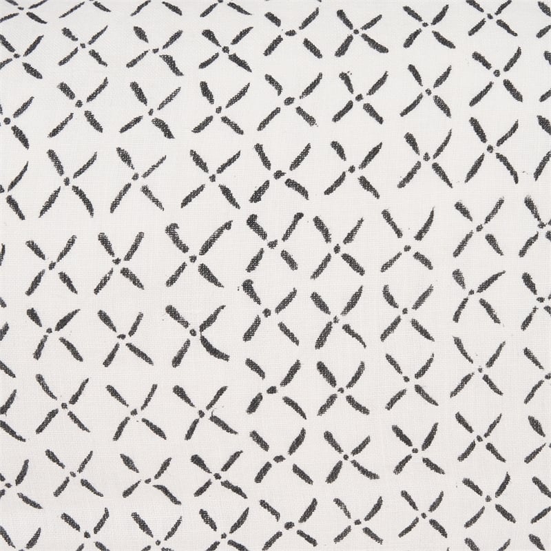 Mercana Jayden Cream W/ Black Print Linen Lumbar Decorative Pillow Cover