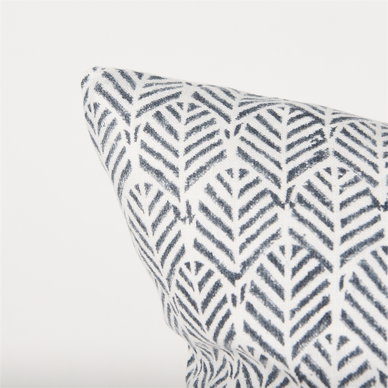 Mercana Jennelle Cream W/ indigo Print Linen Square Decorative Pillow Cover