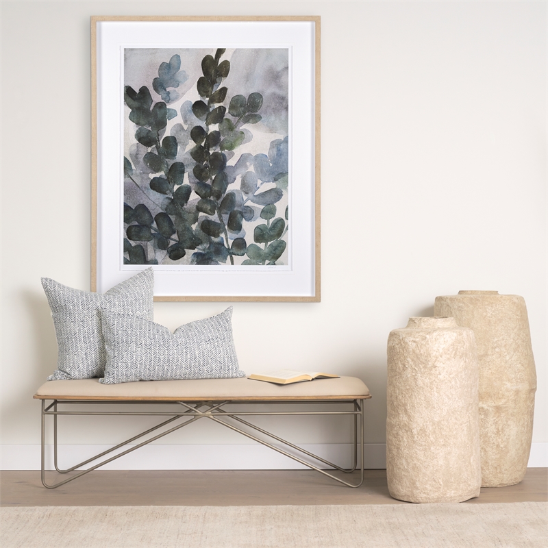 Mercana Jennelle Cream W/ indigo Print Linen Square Decorative Pillow Cover