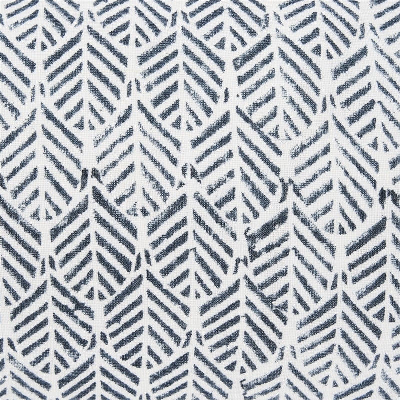 Mercana Janelle Cream W/ indigo Print Linen Lumbar Decorative Pillow Cover