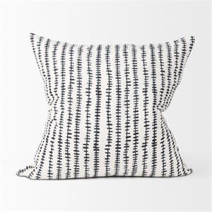 Mercana Jenna Cream W/ Black Print Linen Square Decorative Pillow Cover