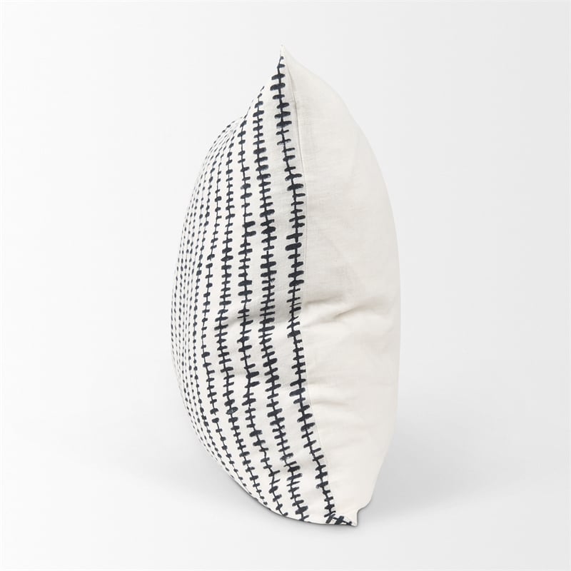 Mercana Jenna Cream W/ Black Print Linen Square Decorative Pillow Cover