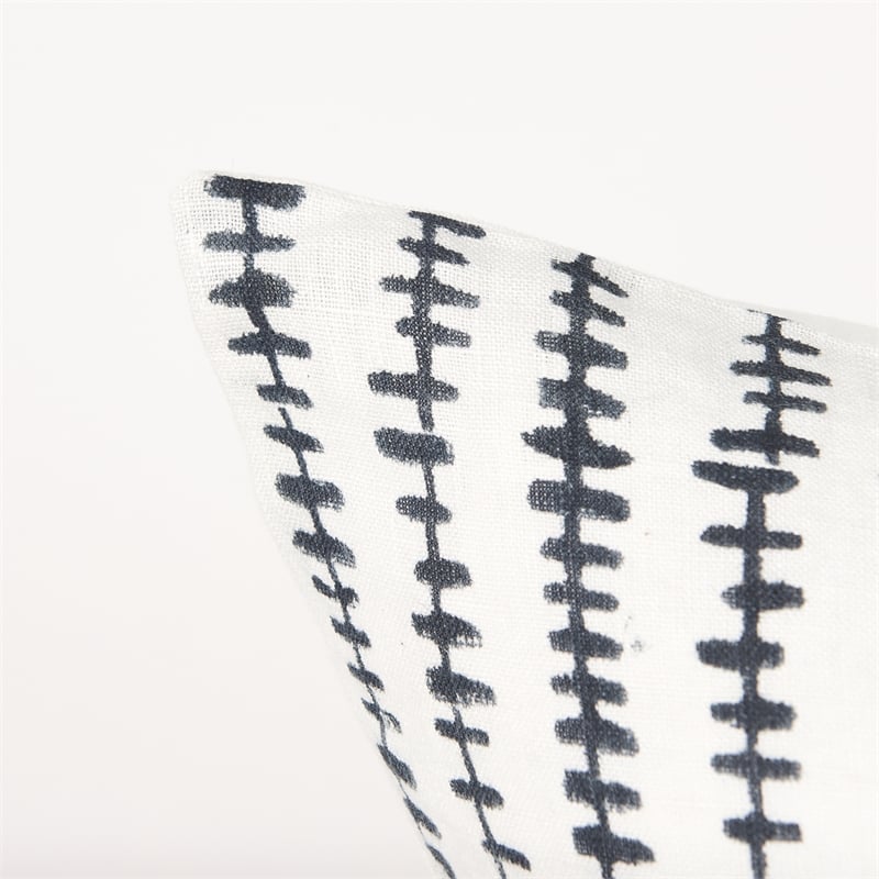 Mercana Jenna Cream W/ Black Print Linen Square Decorative Pillow Cover