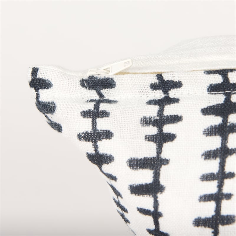 Mercana Jenna Cream W/ Black Print Linen Square Decorative Pillow Cover