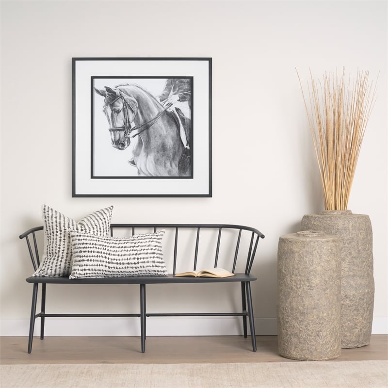 Mercana Jenna Cream W/ Black Print Linen Square Decorative Pillow Cover