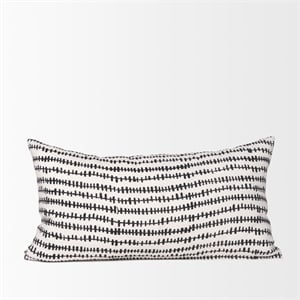 Mercana Jenna Cream W/ Black Print Linen Lumbar Decorative Pillow Cover