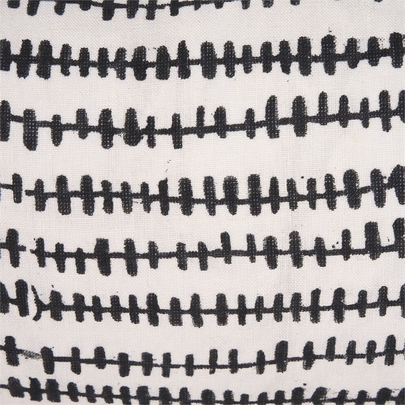 Mercana Jenna Cream W/ Black Print Linen Lumbar Decorative Pillow Cover