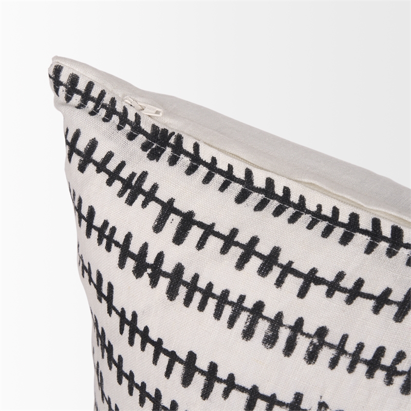 Mercana Jenna Cream W/ Black Print Linen Lumbar Decorative Pillow Cover