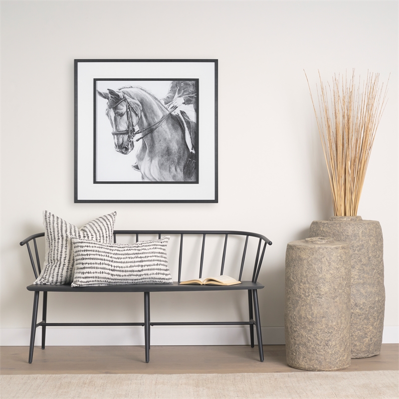 Mercana Jenna Cream W/ Black Print Linen Lumbar Decorative Pillow Cover