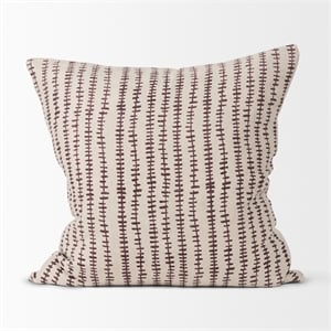 Mercana Jenna Beige/Cream W/ Merlot Print Linen Square Decorative Pillow Cover
