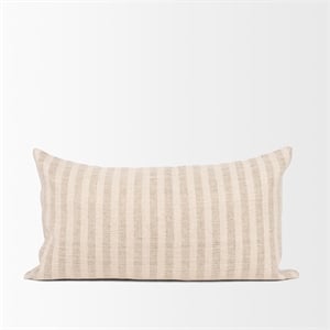 Mercana Jace Cream W/ Beige/Cream Stripe Lumbar Decorative Pillow Cover