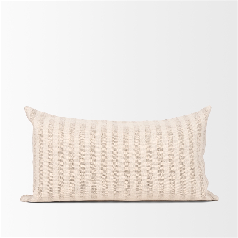 Mercana Jace Cream W/ Beige/Cream Stripe Lumbar Decorative Pillow Cover