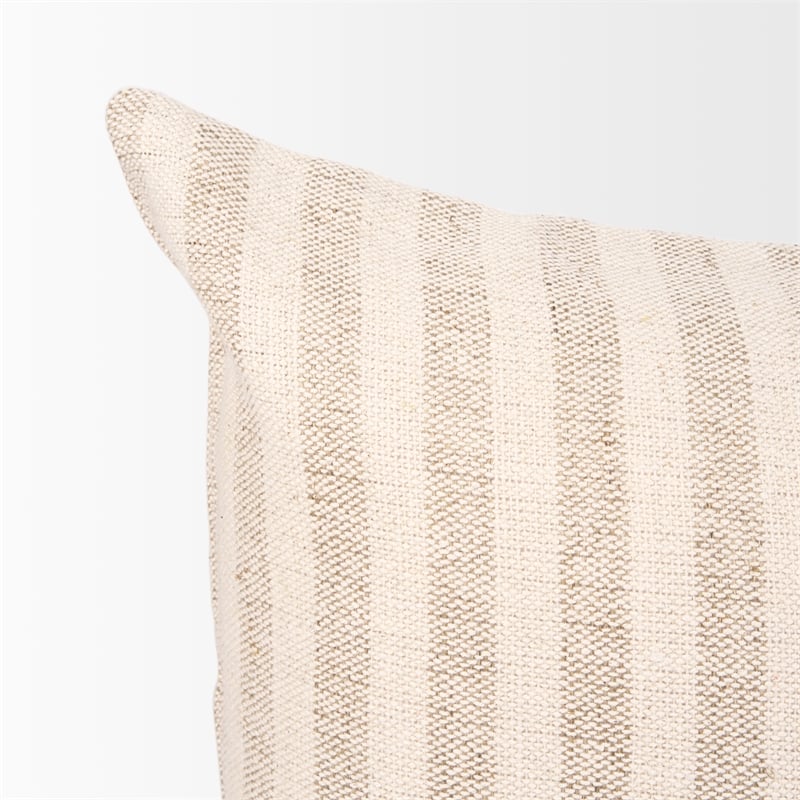 Mercana Jace Cream W/ Beige/Cream Stripe Lumbar Decorative Pillow Cover