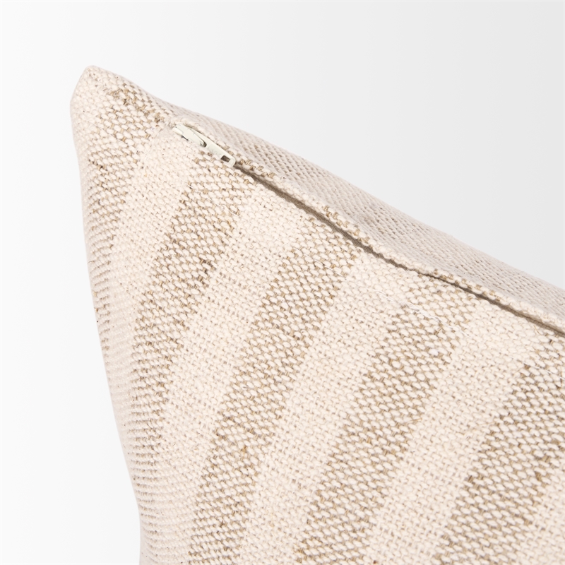 Mercana Jace Cream W/ Beige/Cream Stripe Lumbar Decorative Pillow Cover