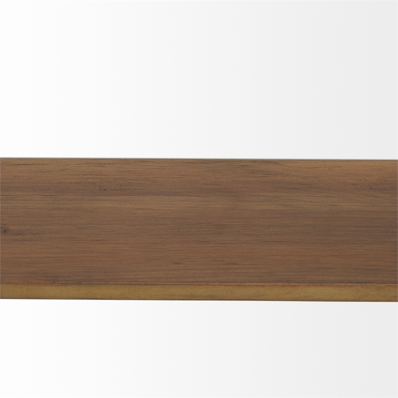 Mercana Cora Black Metal Frame W/ Brown Wooden Shelf Arched Wall Mirror