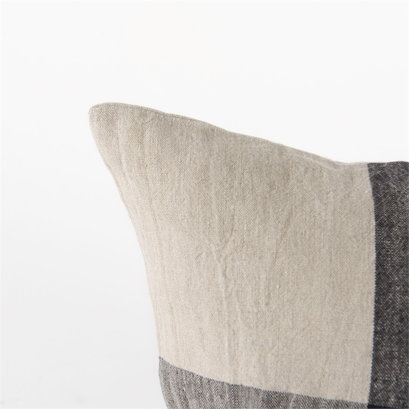 Mercana Raquel 18L X 18W Beige And Black Fabric Plaid Decorative Pillow Cover