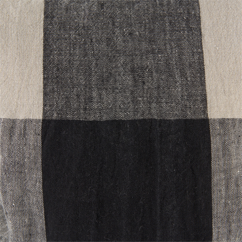 Mercana Raquel 18L X 18W Beige And Black Fabric Plaid Decorative Pillow Cover