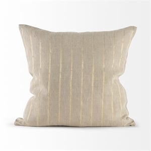 Mercana Danika 18 X 18 Beige And Gold Fabric Decorative Pillow Cover