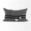 Mercana Sibyl Black Fabric Striped And White Fringed Decorative Pillow Cover
