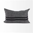 Mercana Sibyl Black Fabric Striped And White Fringed Decorative Pillow Cover