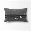 Mercana Sibyl Black Fabric Striped And White Fringed Decorative Pillow Cover