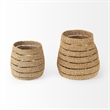 Mercana Hayes Medium Brown Seagrass Round Basket With Stripe Pattern in Set Of 2