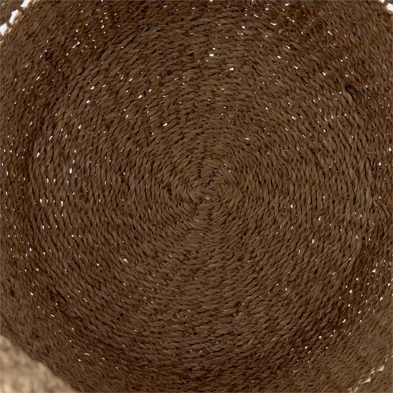 Mercana Hayes Medium Brown Seagrass Round Basket With Stripe Pattern in Set Of 2